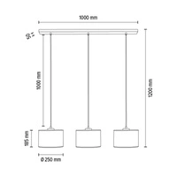 Lampa Wisząca Ora 3xE27 Maks. 40W Czarny Metal/Przezroczysty Kabel PCV/Klosz ze Złotej Tkaniny 962041323