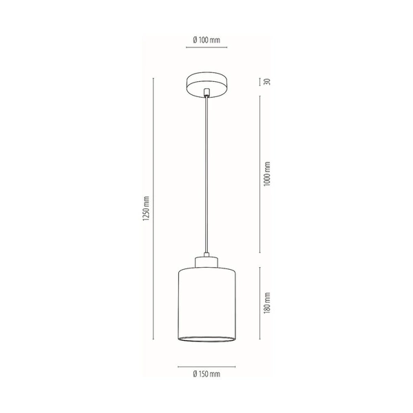 Lampa Wisząca Zefir 1xE27 Max.60W Czarny Metal/Przezroczysty Kabel PCV/Szkło Dymne 111870104