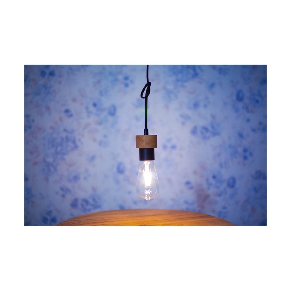 Clarte Wood Pendant Lamp 1xE27 Max.60W Oiled Oak/Black Metal/Black Fabric Cable 3274174