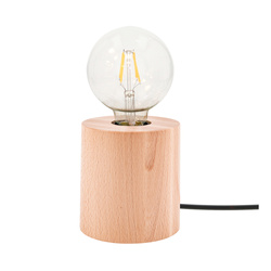 Trongo Round Table Lamp 1xE27 Max.25W Beech Wood/Black PVC Cable