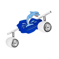 Lampa sufitowa Delfin 2xGU10 Max.50W Biały metal/Chromowany metal/Wielokolorowy materiał syntetyczny ze wzorem delfinów 2105202