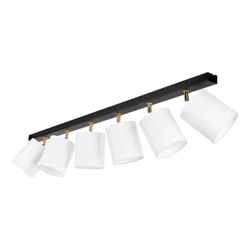 Aprillia Ceiling Lamp 6xE27 Max.25W Black Metal/Gold Metal/White Fabric Shade