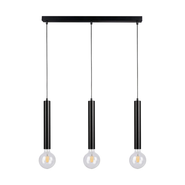 Barrel Pendant Lamp 3xE27 Max.60W Black Metal/Black PVC Cable 16709304