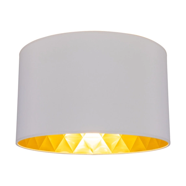 Lampshade Cylinder E27 H30 White Fabric with gold foil A0736