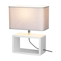 Cadre Quadrat Table Lamp 1xE27 Max.25W White Beech Wood/Anthracite Fabric Cable/Gray Fabric Shade 7010213310234