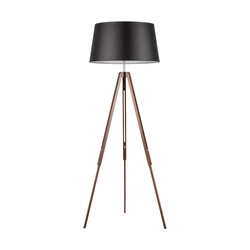 Tripod Floor Lamp 1xE27 Max.60W Walnut Beech Wood/Transparent PVC Cable/Black Fabric Shade 6025076