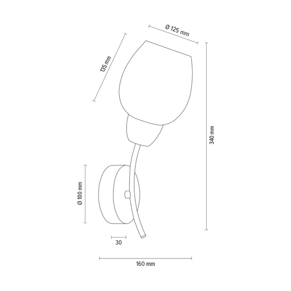 Kinkiet z drewna Parma 1xE27 maks. 60W dąb olejowany/chromowany metal/białe szkło 8320174