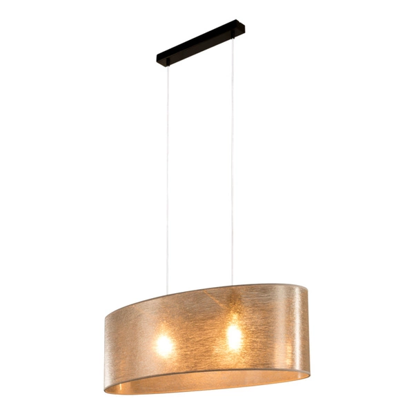 Nevoa Pendant Lamp 2xE27 Max.40W Black Metal/Transparent PVC Cable/Silver Fabric Shade 17930204