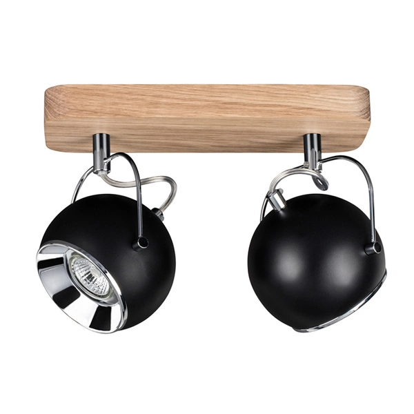 Ball Wood Ceiling Lamp Incl. 2xLED GU10 5W Oiled Oak/Black 5133274