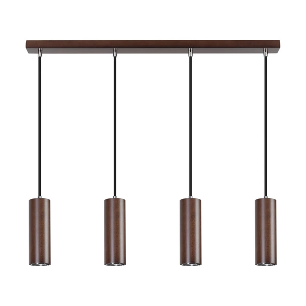 Pipe Pendant Lamp Incl. 4xGU10 LED 5W Walnut Beech Wood/Black Fabric Cable 1559476