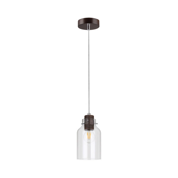 Alessandro Wood Pendant Lamp 1xE27 Max.60W Walnut/Transparent 1760176