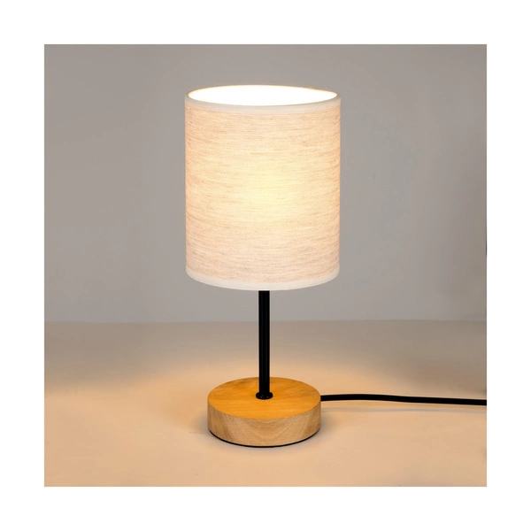 Boho Table Lamp 1xE27 Max.25W Oiled Oak/Black/Black PVC/Beige 77791974