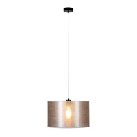 Nevoa Pendant Lamp 1xE27 Max.60W Black Metal/Transparent PVC Cable/Silver Fabric Shade 154930104