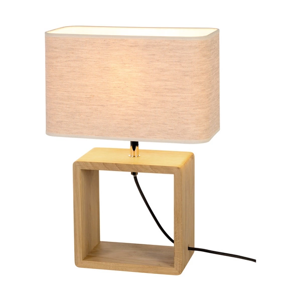 Boho Table Lamp 1xE27 Max.25W Oiled Oak/Black Braid/Beige 77091174