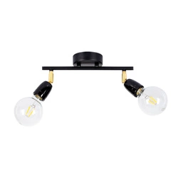 Porcia Ceiling Lamp 2xE27 Max.25W Black Metal/Gold Metal/Black Ceramics 8127204