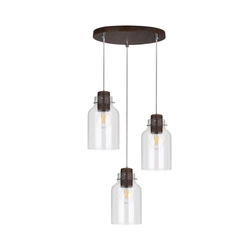 Alessandro Wood Pendant Lamp 3xE27 Max.60W Walnut/Transparent 1760376R