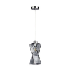 Twist Pendant Lamp 1xE27 Max.25W Chrome Metal/Transparent PVC Cable/Smoked Glass 13610128