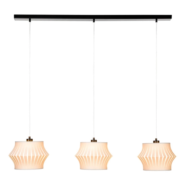 Lotus Pendant Lamp 3xE27 Max.40W Black Metal/Transparent PVC Cable/Gray Fabric Shade 15640304