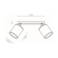 Lampa Sufitowa Nevoa 2xE27 Max.25W Czarny Metal/Chromowany Metal/Czarny Klosz Tkaniny 56795204