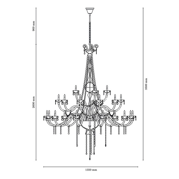 Lampa wisząca kryształowa czarna QUEEN 35pkt 9140354
