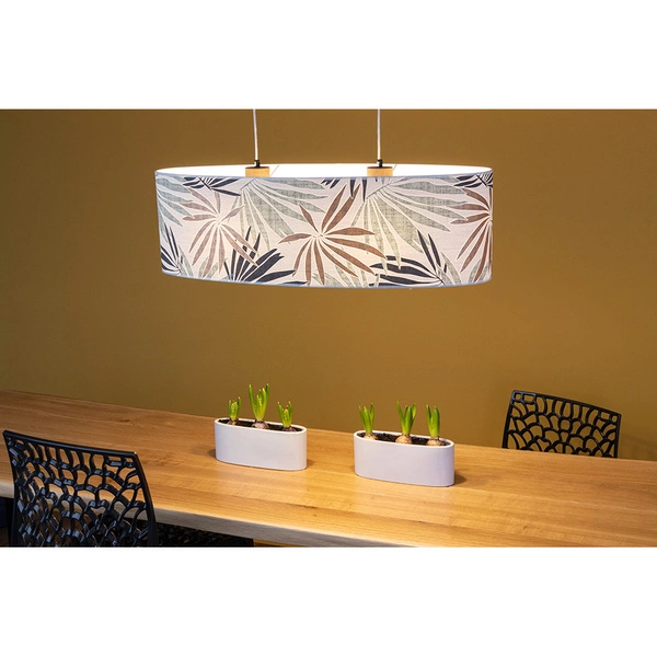 Hoja Pendant Lamp 2xE27 Max.40W Oiled Oak/Transparent PVC Cable/Multicolor Wallpaper 17470274
