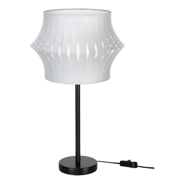 Lampa stołowa Lotus 1xE27 maks. 40W Czarny metal/czarny kabel PCV/szary klosz z tkaniny 724640104