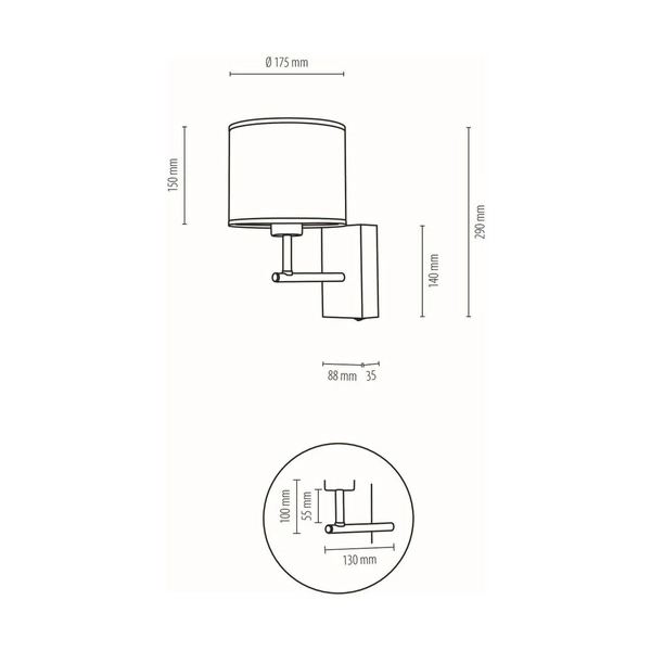 Boho Wall Lamp 1xE27 Max.25W Oiled Oak/Black/Beige 57191974