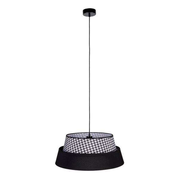 Preto Pepito Pendant Lamp 1xE27 Max.60W Black Metal/Black Fabric Cable/Black-Houndstooth Fabric Shade 150039104