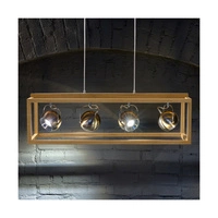 Roy Pendant Lamp Incl.4xLED GU10 5W Oiled Oak/Satin Metal/Transparent PVC Cable 61670474