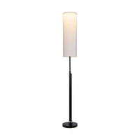 Eleganta Floor Lamp Incl. LED Integrated 1800lm+500lm 3000K 22W Black Matt Metal/Black Fabric Cable/White Fabric Shade 15921104