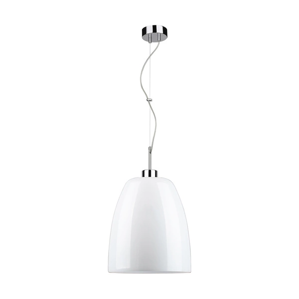 Campana Pendant Lamp 1xE27 Max.60W Chrome Metal/Transparent PVC Cable/White Glass 9844028