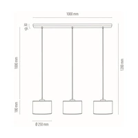 Lampa Wisząca Dove 3xE27 Max.40W Dąb Olejowany/Przezroczysty Kabel PCV/Klosz z Czarnej Tkaniny 16400374