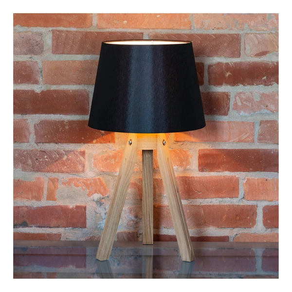 Tripod Table Lamp 1xE27 Max.40W Oiled Oak/Transparent/Black 6115074