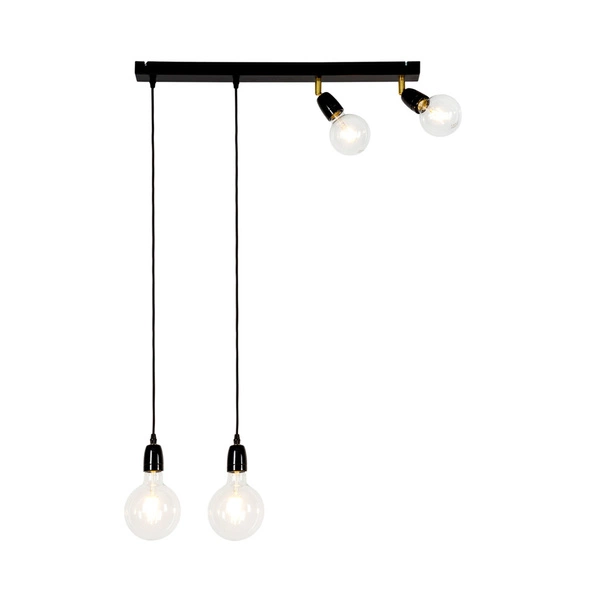 Porcia Ceiling Lamp 4xE27 Max.25W Black Metal/Gold Metal/Black Ceramics/Black Fabric Cable 81279404