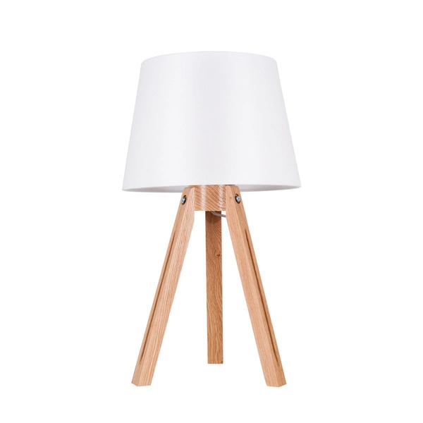 Tripod Table Lamp 1xE27 Max.40W Oiled Oak/Transparent PVC Cable/White Fabric Shade 6111074