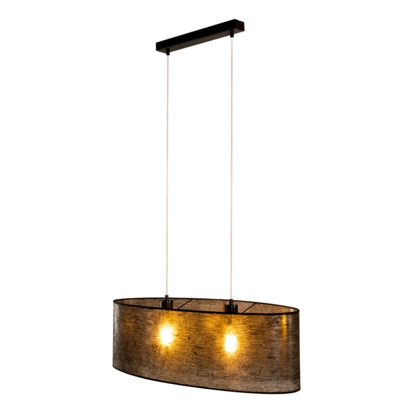 Lampa Wisząca Nevoa 2xE27 Max.40W Czarny Metal/Przezroczysty Kabel PCV/Klosz z Czarnej Tkaniny 17920204