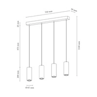Lampa wisząca rura w zestawie Kabel 4xGU10 LED 5W z drewna bukowego w kolorze orzecha/czarnej tkaniny 1559476