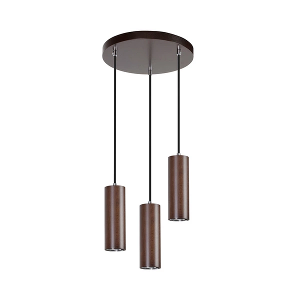 Pipe Pendant Lamp Incl. 3xGU10 LED 5W Walnut Beech Wood/Black Fabric Cable 1559376R