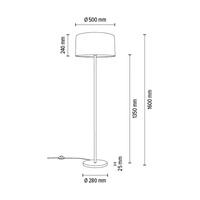 Dove Floor Lamp 1xE27 Max.60W Chrome Metal/Transparent PVC Cable/Gray Fabric Shade 124500128
