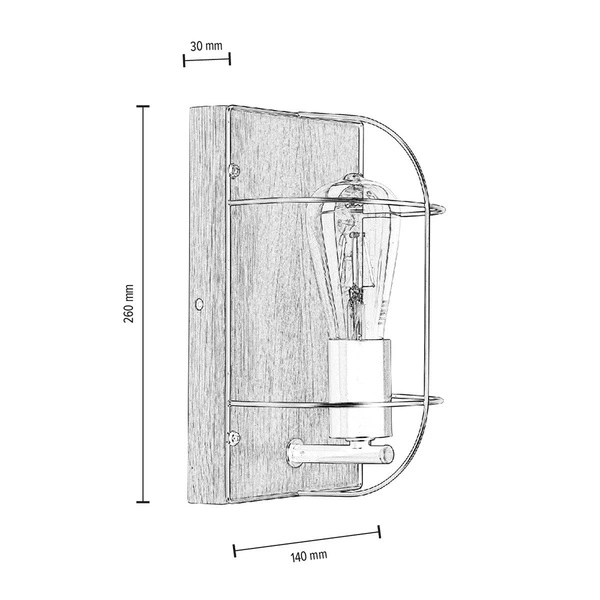 Netuno Wall/Ceiling Lamp 1xE27 Max.15W LED Oiled Oak/Black Metal 92041174