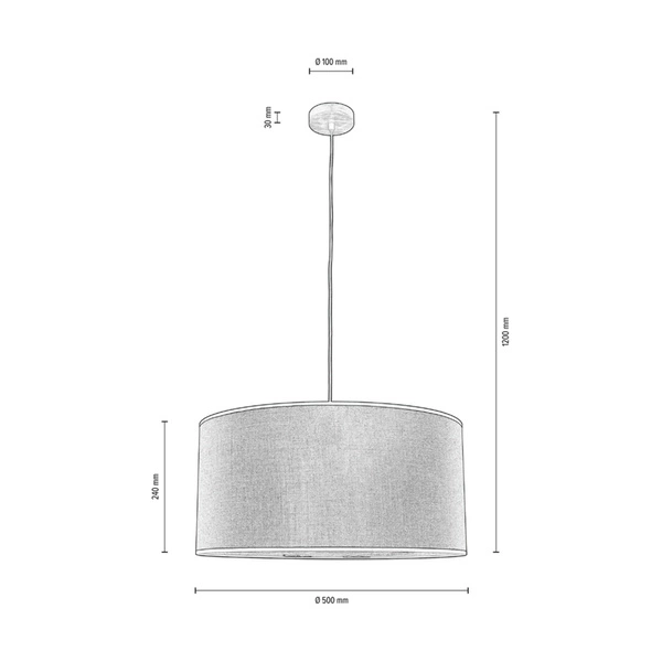 Ora Pendant Lamp 1xE27 Max.60W Black Metal/Transparent PVC Cable/Gold Fabric Shade 96204121