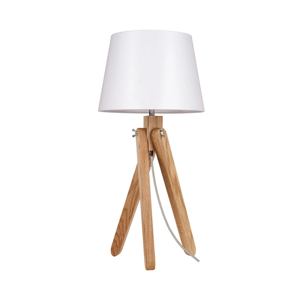 Rune Table Lamp 1xE27 Max.40W Oiled Oak/Transparent PVC Cable/White Fabric Shade 6311074