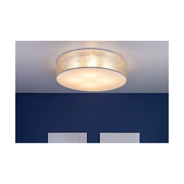 Nevoa Ceiling Lamp 4xE27 Max.25W White Metal/Silver Fabric Shade 47935802