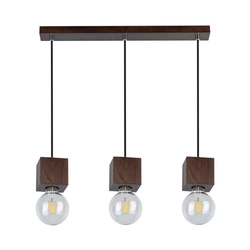 Trongo Square Pendant Lamp 3xE27 Max.60W Walnut/Black/Braided