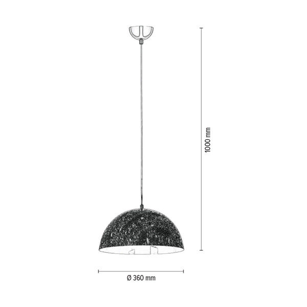 Natura Pendant Lamp 1xE27 Max.60W Chrome Metal/Black PVC Cable/Gray-White Metal 9803128