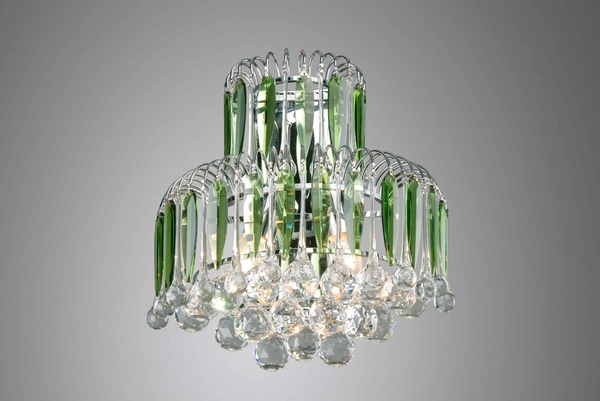 Grenada Wall Lamp 2xE14 Max.40W Chrome Metal/Transparent Glass/Green Glass 5100209
