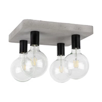Lampa Sufitowa Fortan 4xE27 Max.60W Szary Beton/Czarny Metal 8254436