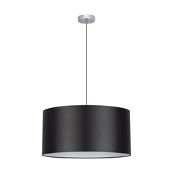 Rima Pendant Lamp 1xE27 Max.60W Chrome Metal/Anthracite Fabric Cable/Black Fabric Shade