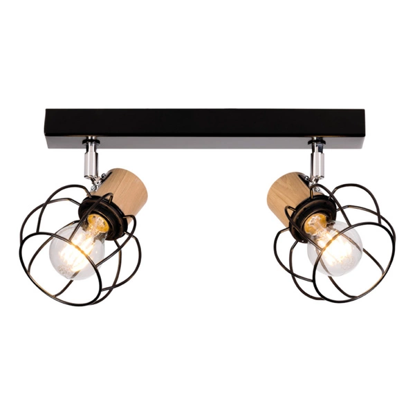 Phiphi Ceiling Lamp 2xE27 Max.60W Black/Chrome/Oiled Oak 26114204