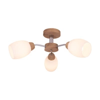 Lampa sufitowa z drewna Parma 3xE27 maks. 60W dąb olejowany/chrom metal/białe szkło 8320374